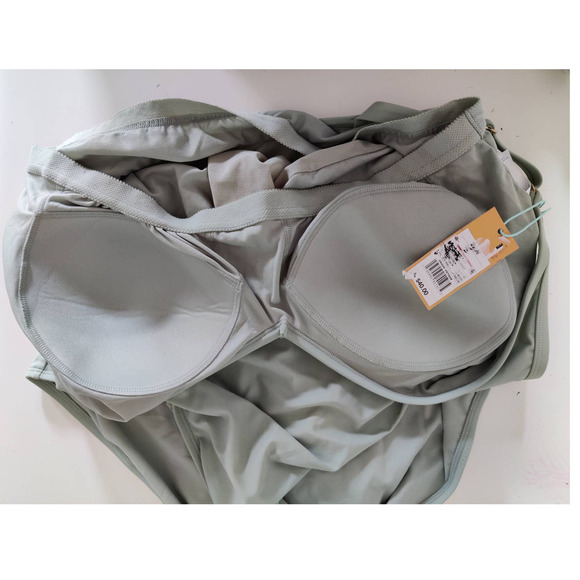 Kona Sol Sage Green One Piece Swimsuit V-Neck High Leg Plus Size 24W - Picture 5 of 9